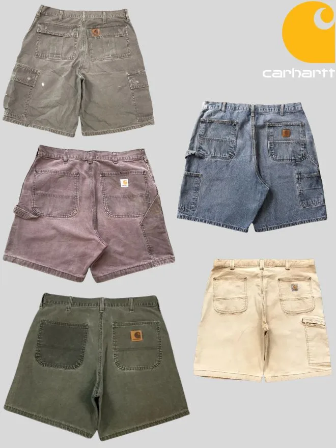 Vintage Carhartt Workwear Jorts – Grade AB – Cargo & Denim Mix – Size 34 & 38 Bundle (5 PCS)