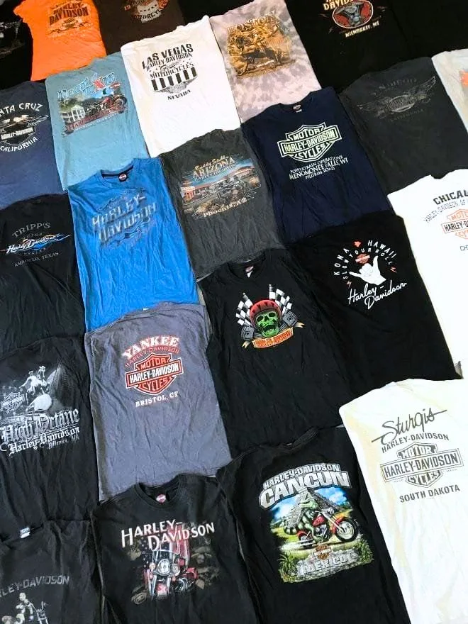 BUNDLE OF  VINTAGE HARLEY DAVIDSON PRINTED T SHIRTS