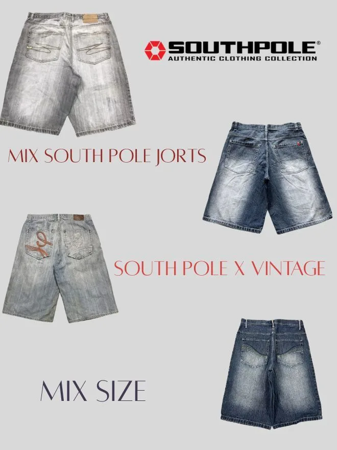 Bundle of 4 Pcs Vintage Southpole Denim Jorts – Y2K Skater & Hip-Hop Fits