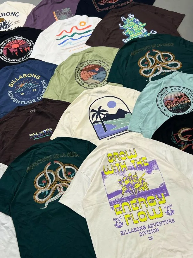 Billabong T-Shirt Mega Bundle – Brand New | Wholesale Pack | Multi-Graphic
