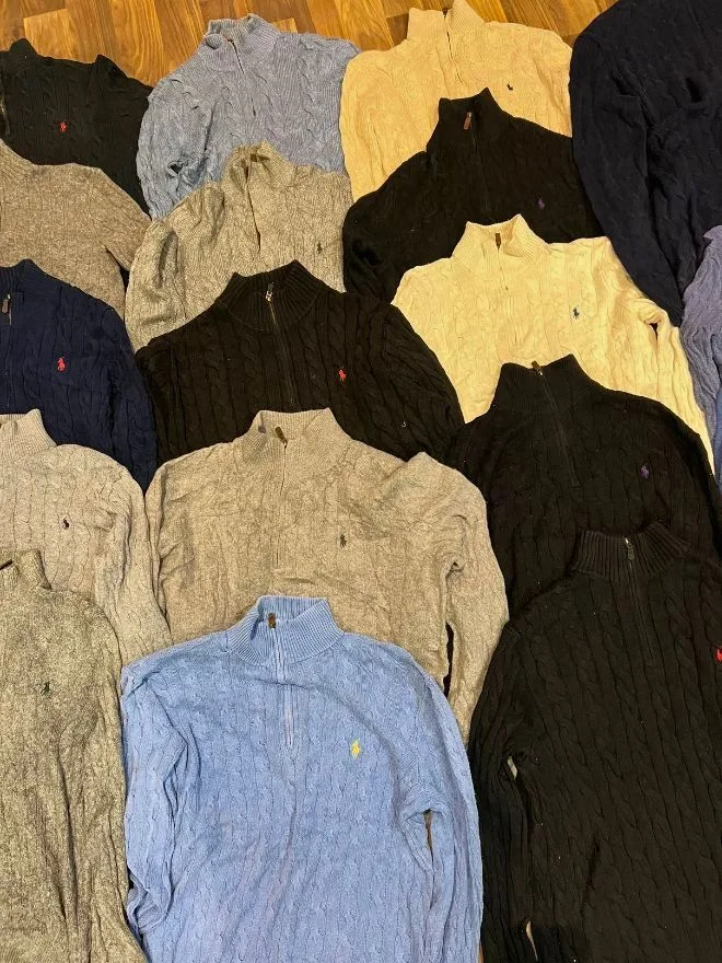 Bundle of Vintage Ralph Lauren Polo 1/4 Cable Knit Zipper Sweaters