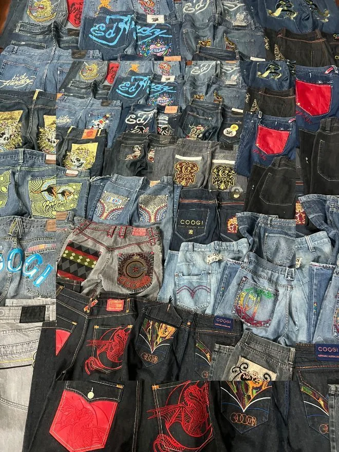 BUNDLE OF VINTAGE EMBROIDERED HIP HOP BRANDED PANTS
