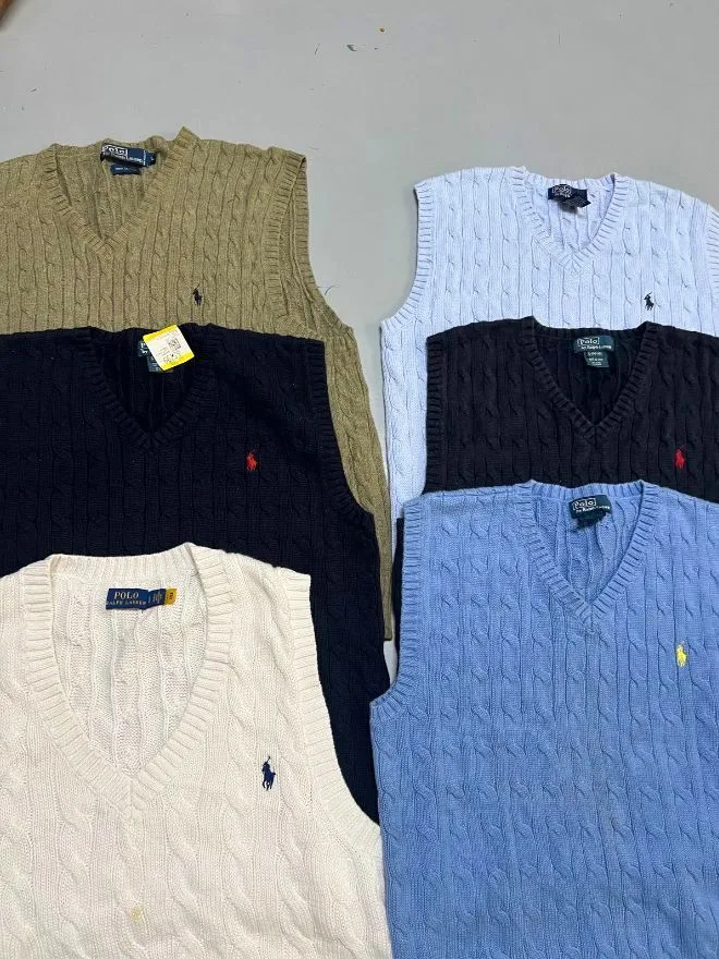 Bundle of Vintage Cable Knit V-Neck Vests